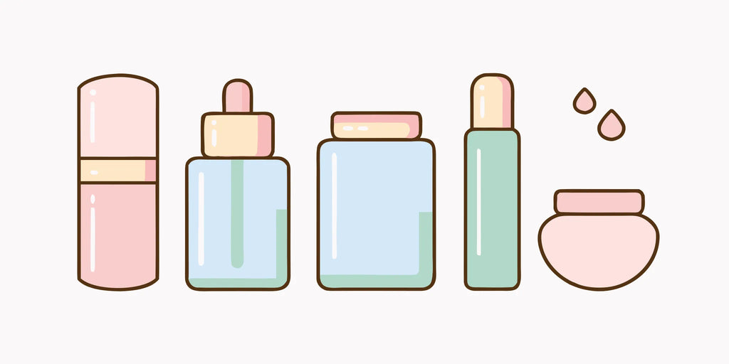 A simple, clean skincare routine with minimalist products in pastel ...