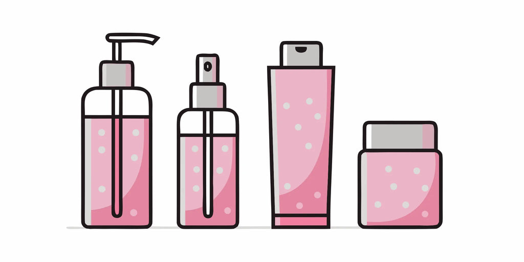 Skincare routine products including a cleanser, serum, moisturizer, and ...